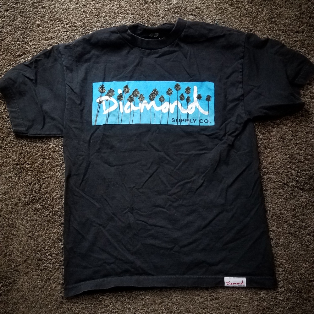 Vtg Y2k Og DIAMOND SUPPLY CO. Palm Trees Graphic Y2k Skate T Shirt XL USA Made